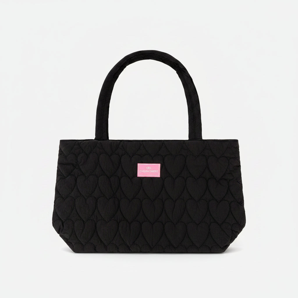 Shopper "Heart Steppung" Schwarz