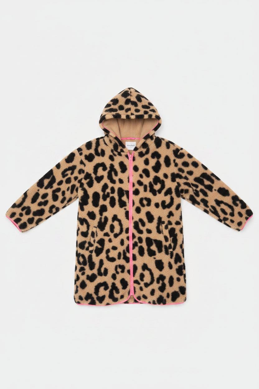 Teddy Hoodiemantel "LEO" Beige