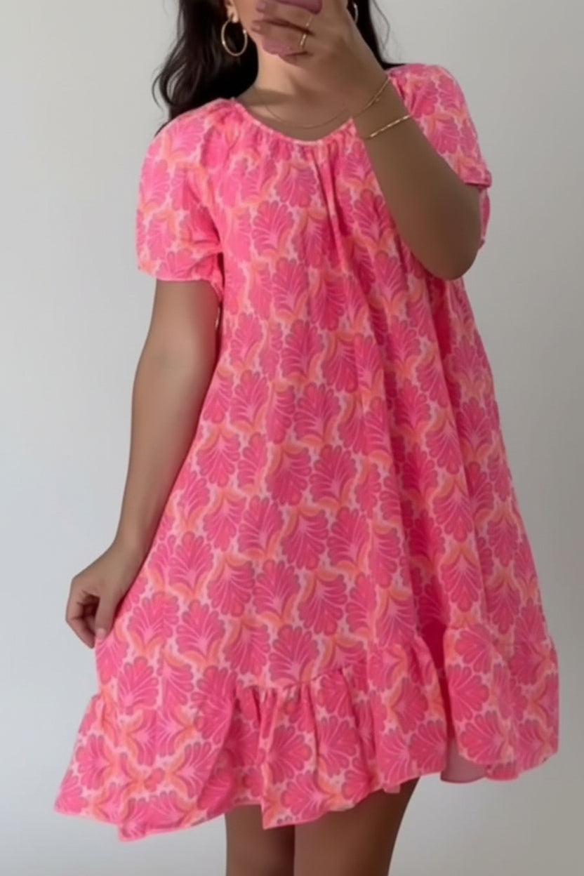 Sommerkleid pink Orange weiß